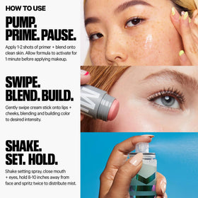 Milk Makeup setting spray bottle detail highlighting alcohol-free mist benefit