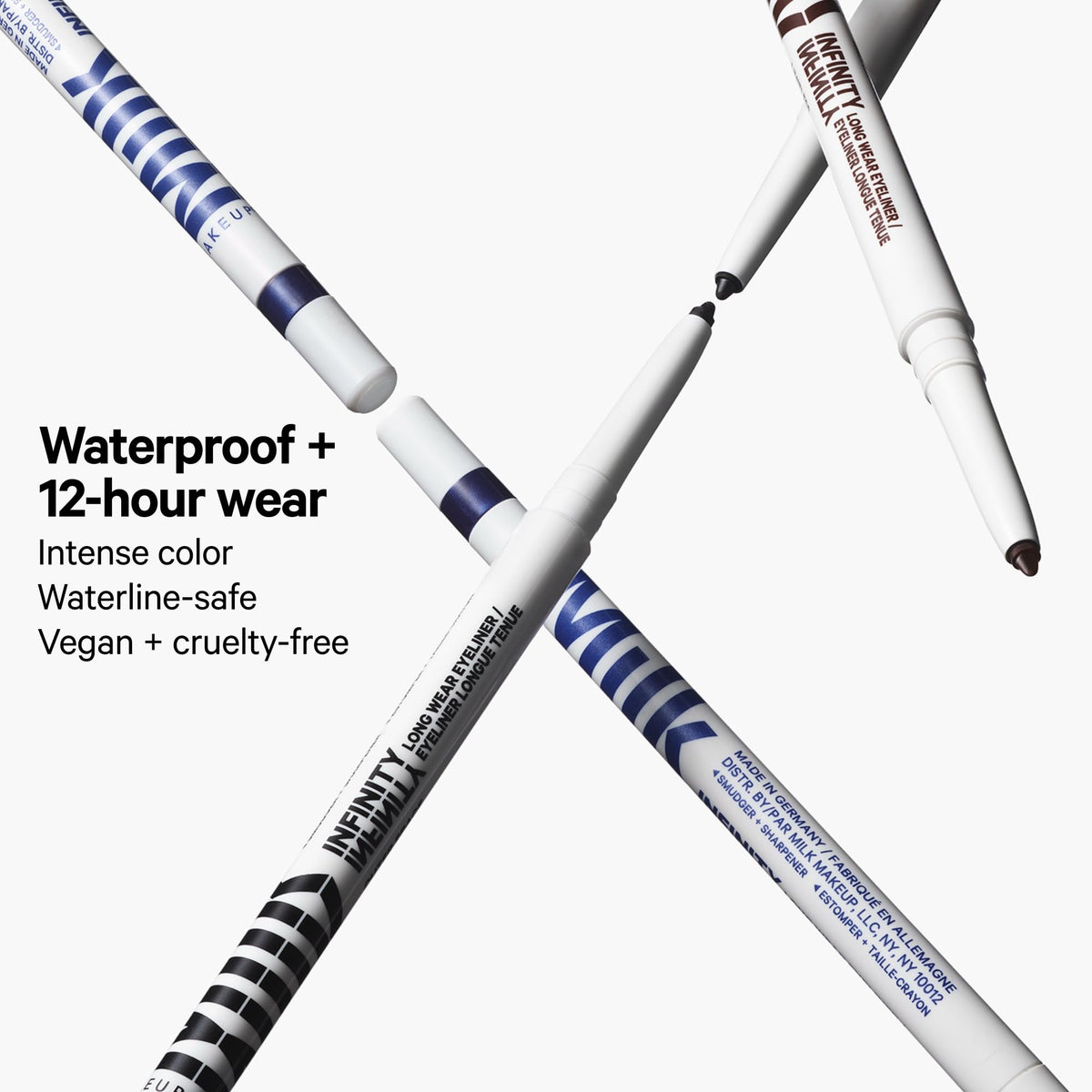 Milk Makeup Infinity smudger tip shown blending liner for easy smoky-effect benefit