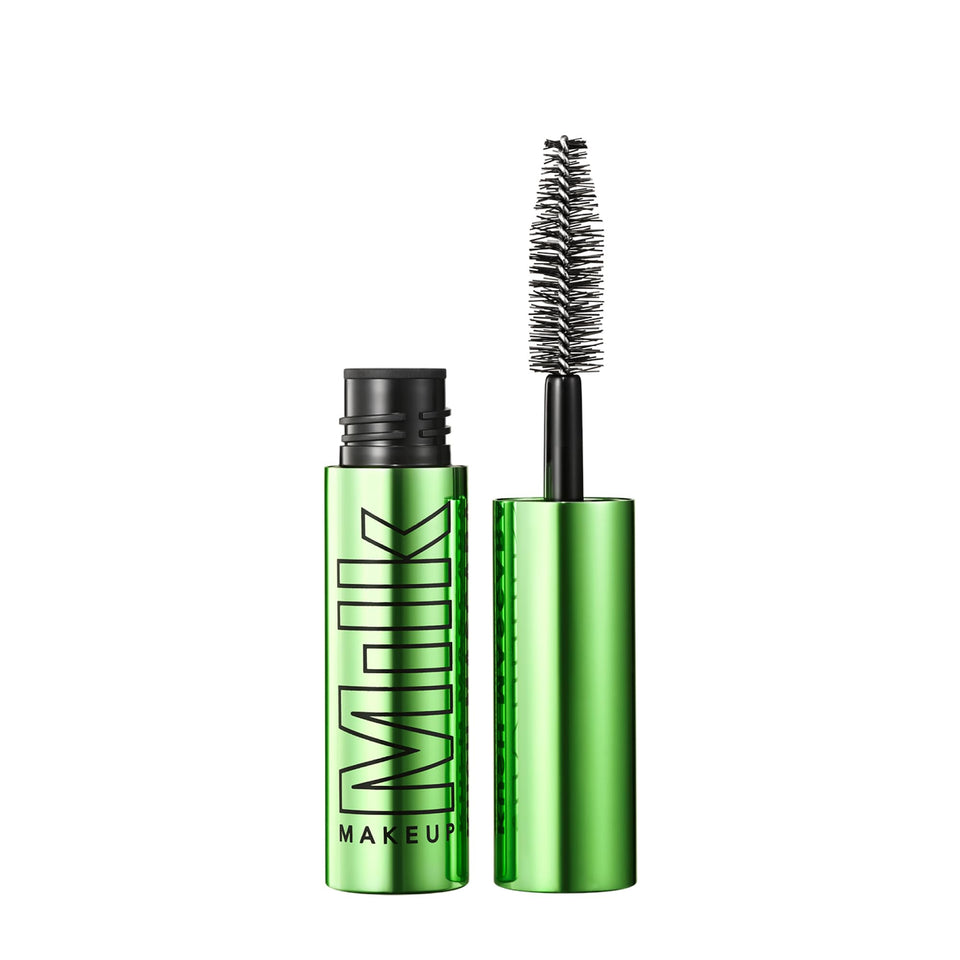 Milk Makeup mascara tube front view showing sleek packaging and brand benefit