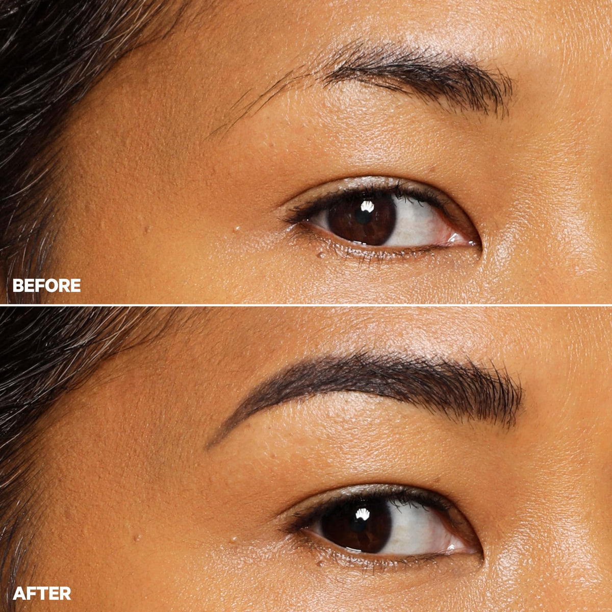 Milk Makeup Diesel swatch on skin demonstrates deep brown-black tint payoff