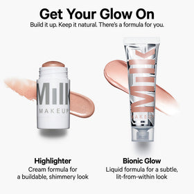 Milk Makeup next to a coin for scale showing portable size advantage