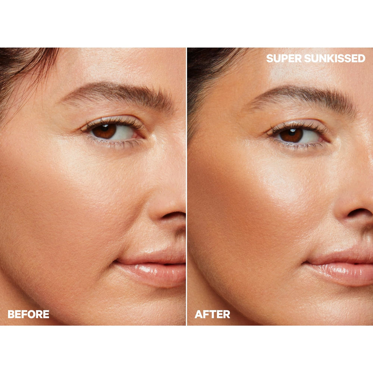 Milk Makeup matte bronzer applied to cheek demonstrating natural matte contour