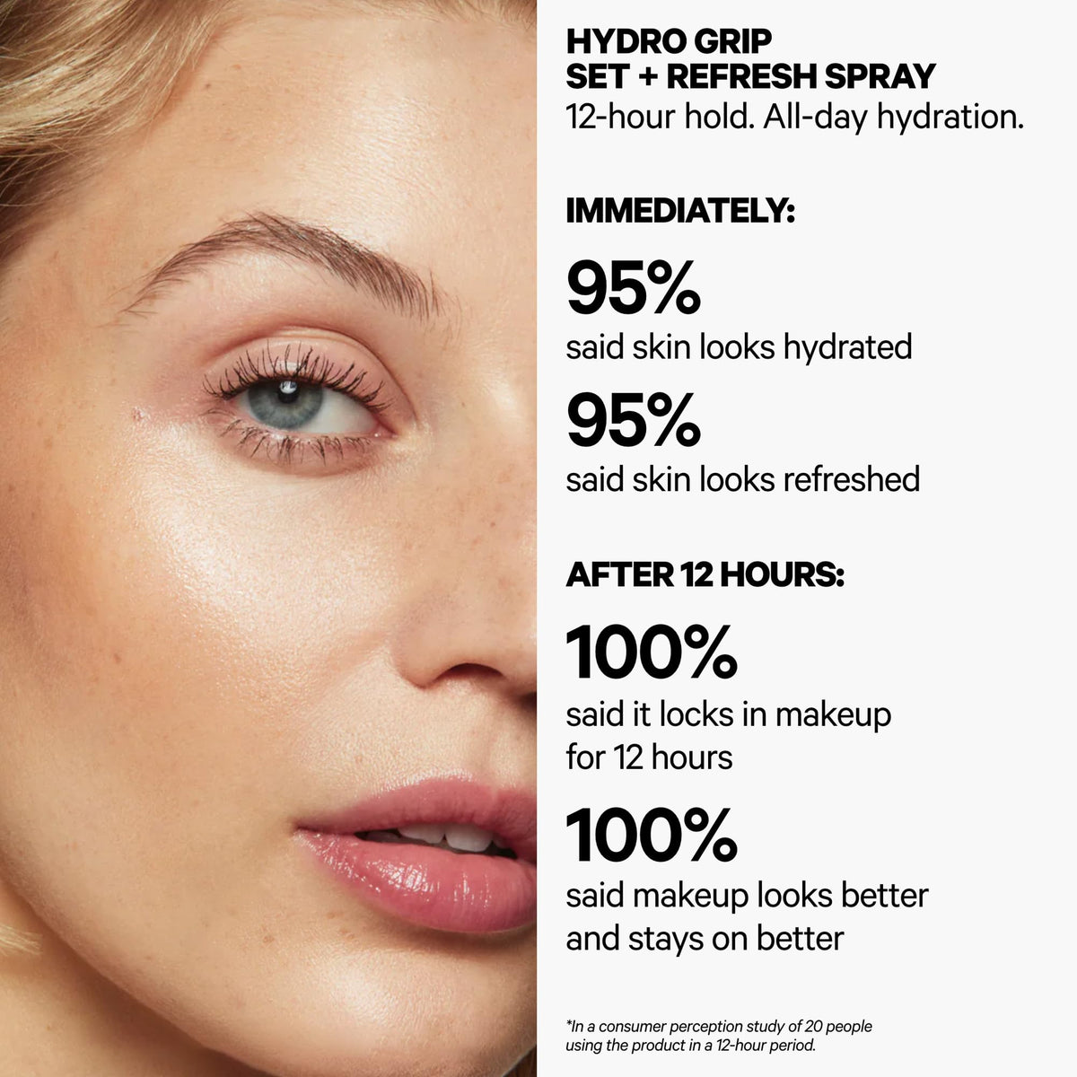 Milk Makeup mist spritz action close-up demonstrating long-wear setting benefit