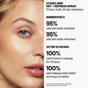 Milk Makeup mist spritz action close-up demonstrating long-wear setting benefit