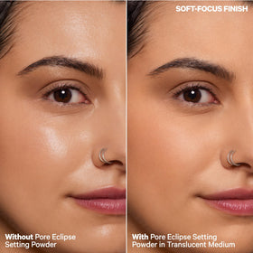 Milk Makeup powder on a brush demonstrating easy pickup and setting power