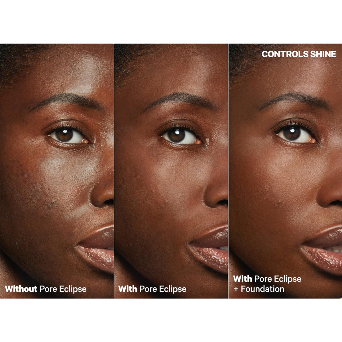 Milk Makeup before and after split face demonstrating visible pore reduction