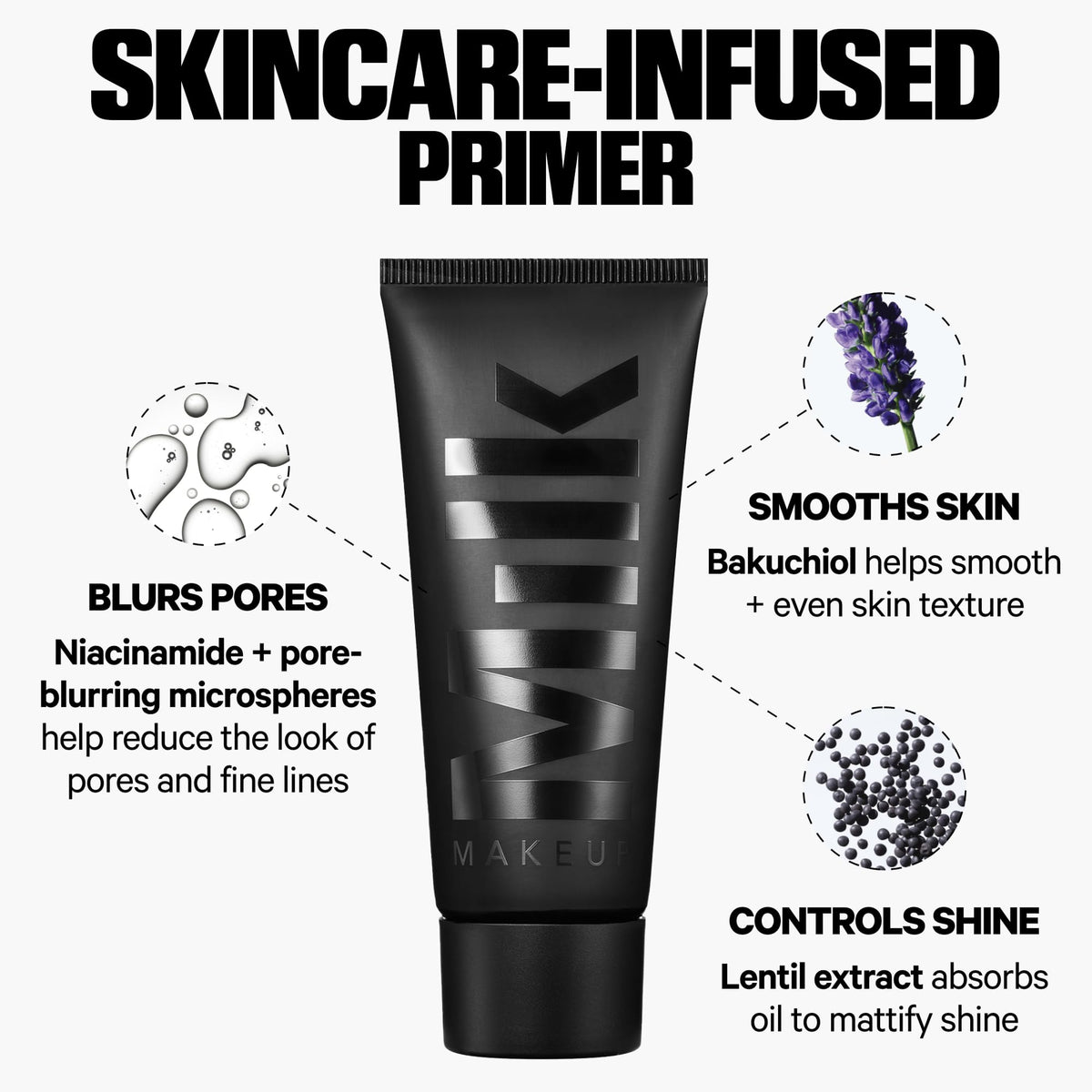 Milk Makeup cream swatched on hand to show coverage and pore-blurring benefit