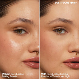 Milk Makeup lifestyle model wearing powder for smooth, matte complexion benefit
