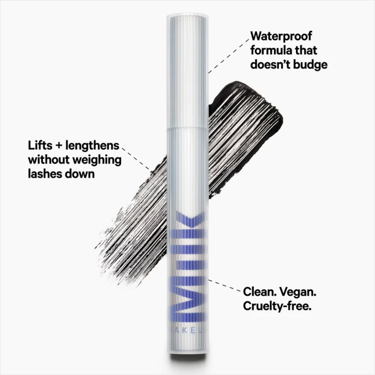 Milk Makeup RISE texture swipe showing creamy quick-dry formula