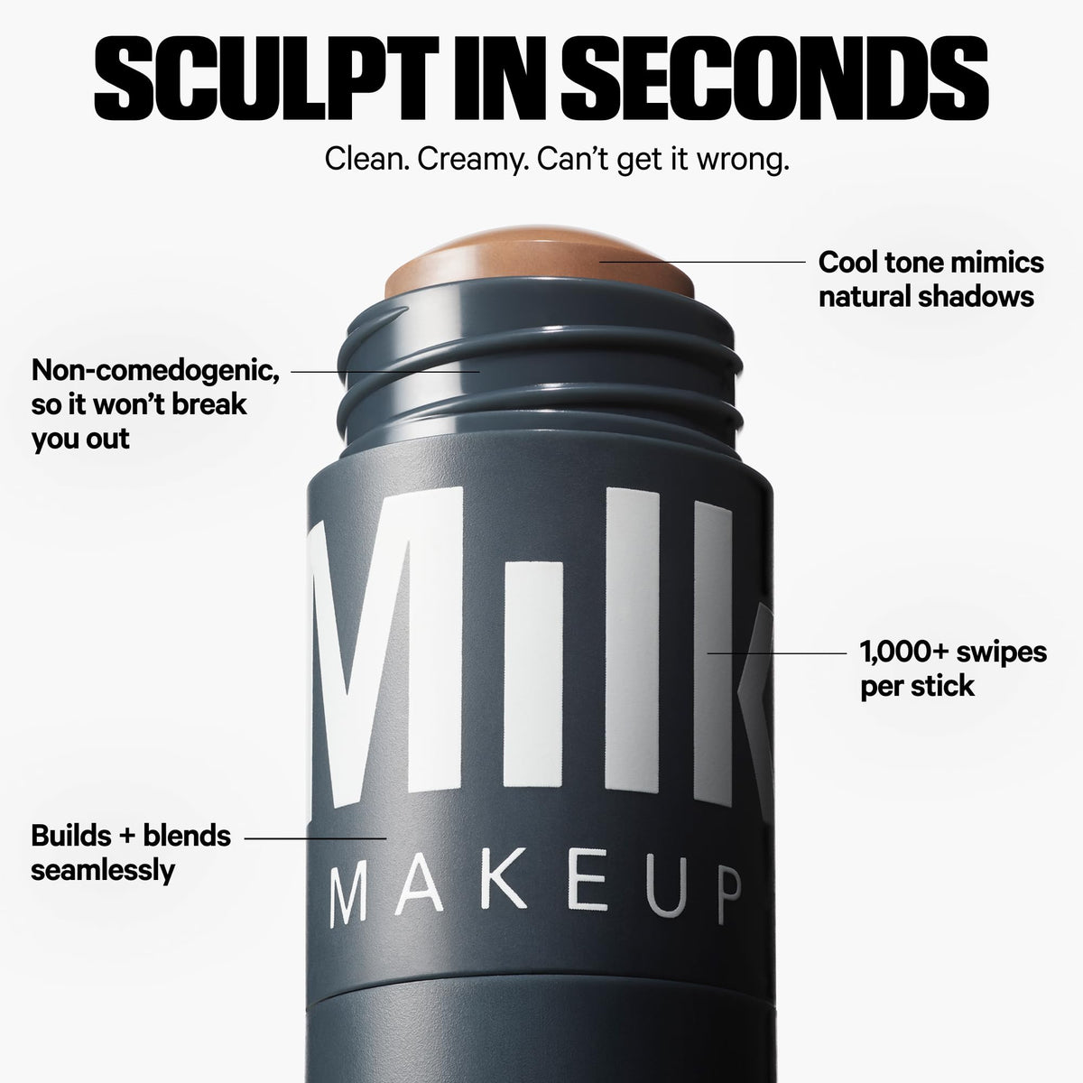 Milk Makeup Sculpt Stick creamy texture close-up for easy blending and smooth finish