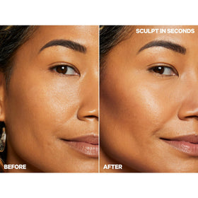 Milk Makeup Sculpt Stick beside brush and sponge showing easy blending tools for sculpting
