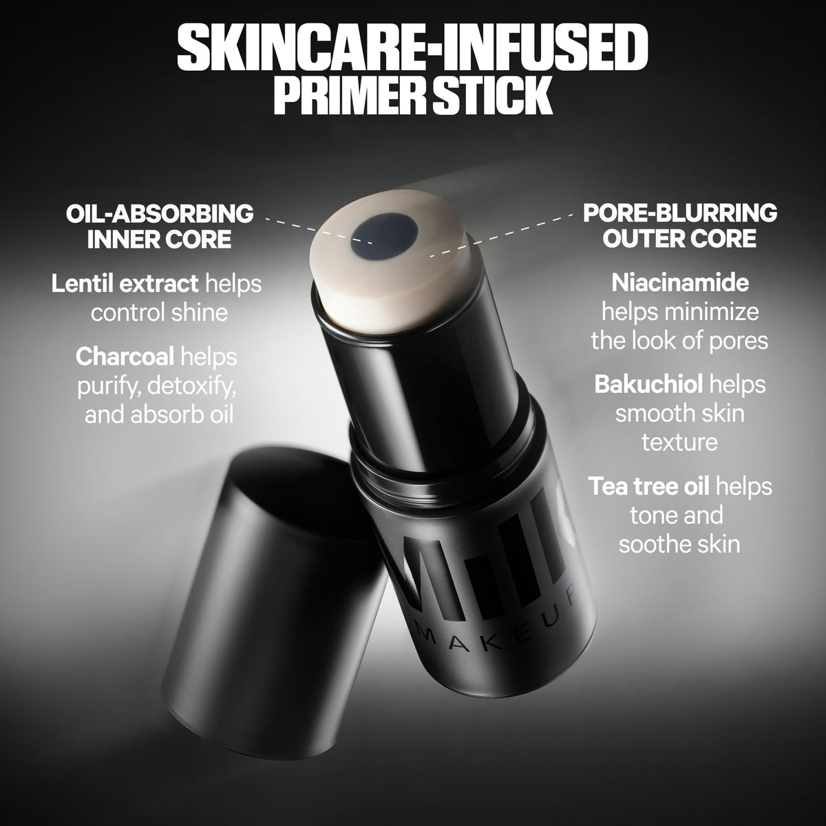 Milk Makeup stick held in hand showing scale and travel-friendly convenience