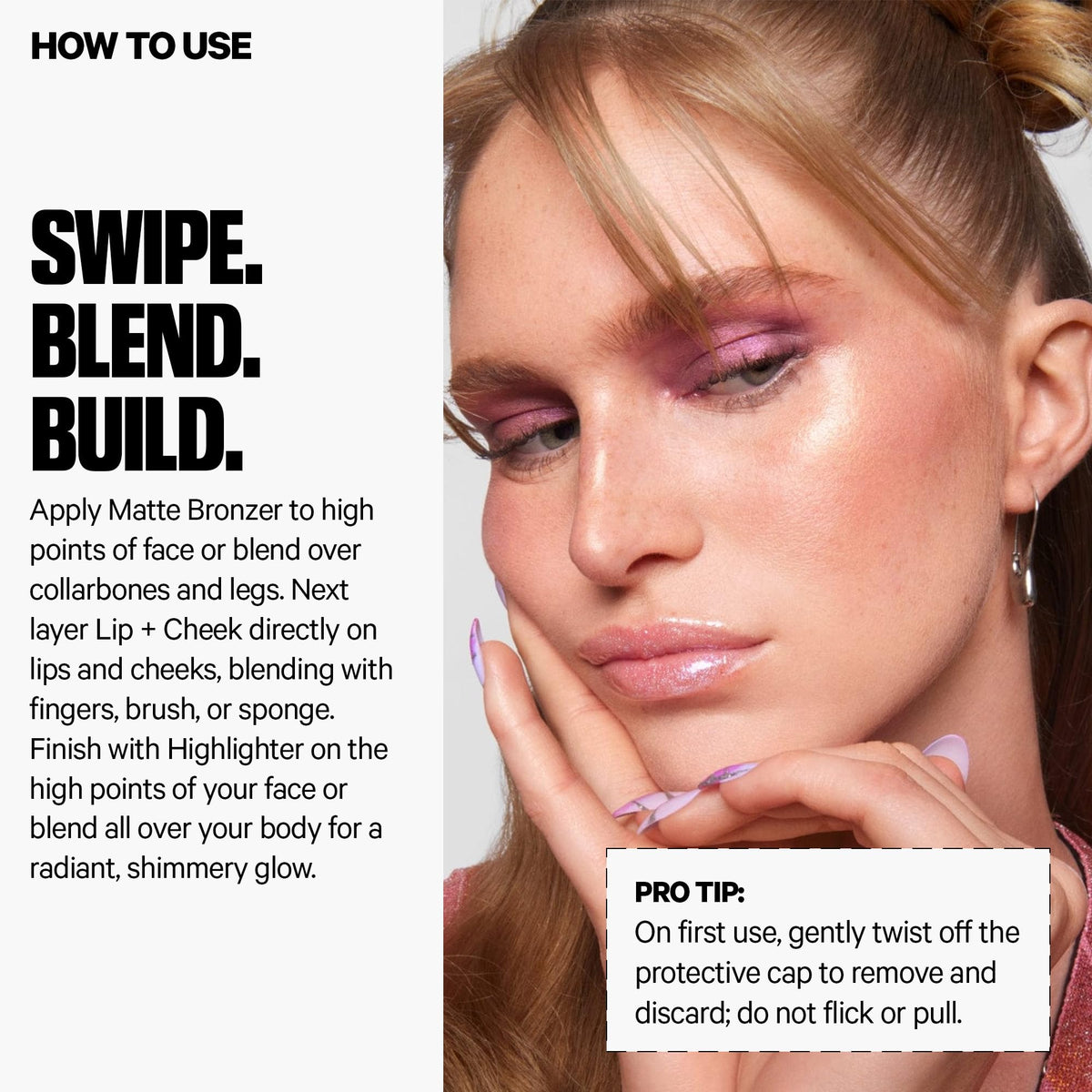 Milk Makeup Werk lip + cheek texture swatch on skin demonstrating blendability