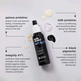 milk_shake being applied to damp hair in salon for quick touch-up