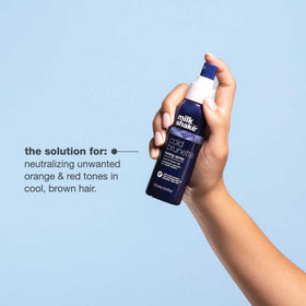 milk_shake before and after comparison on brunette hair showing reduced brassiness benefit