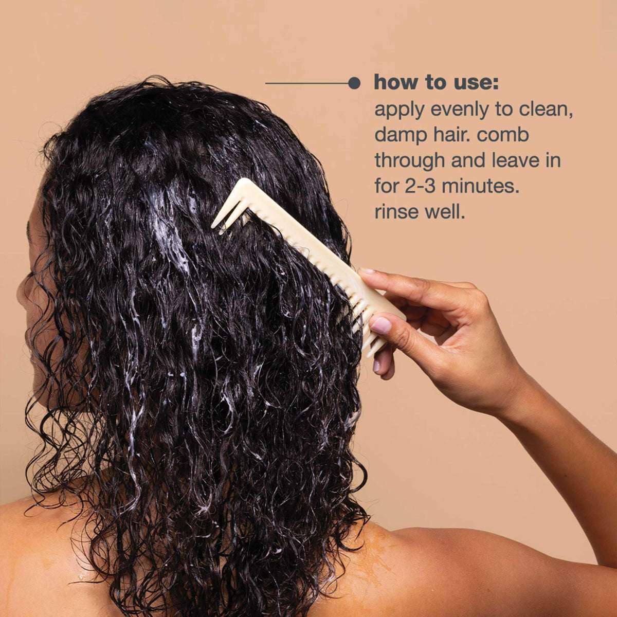 milk_shake applying conditioner to damp hair, demonstrates smoother detangling benefit
