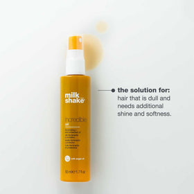 milk_shake before and after shine comparison showing improved gloss and reduced frizz