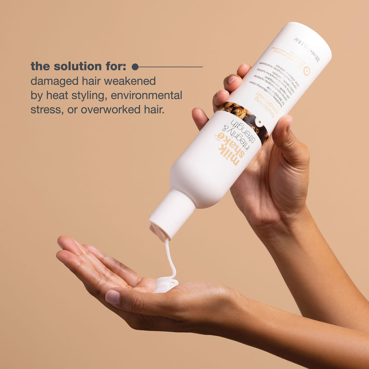milk_shake conditioner on bathroom shelf in styled setting, suggests daily salon-quality care