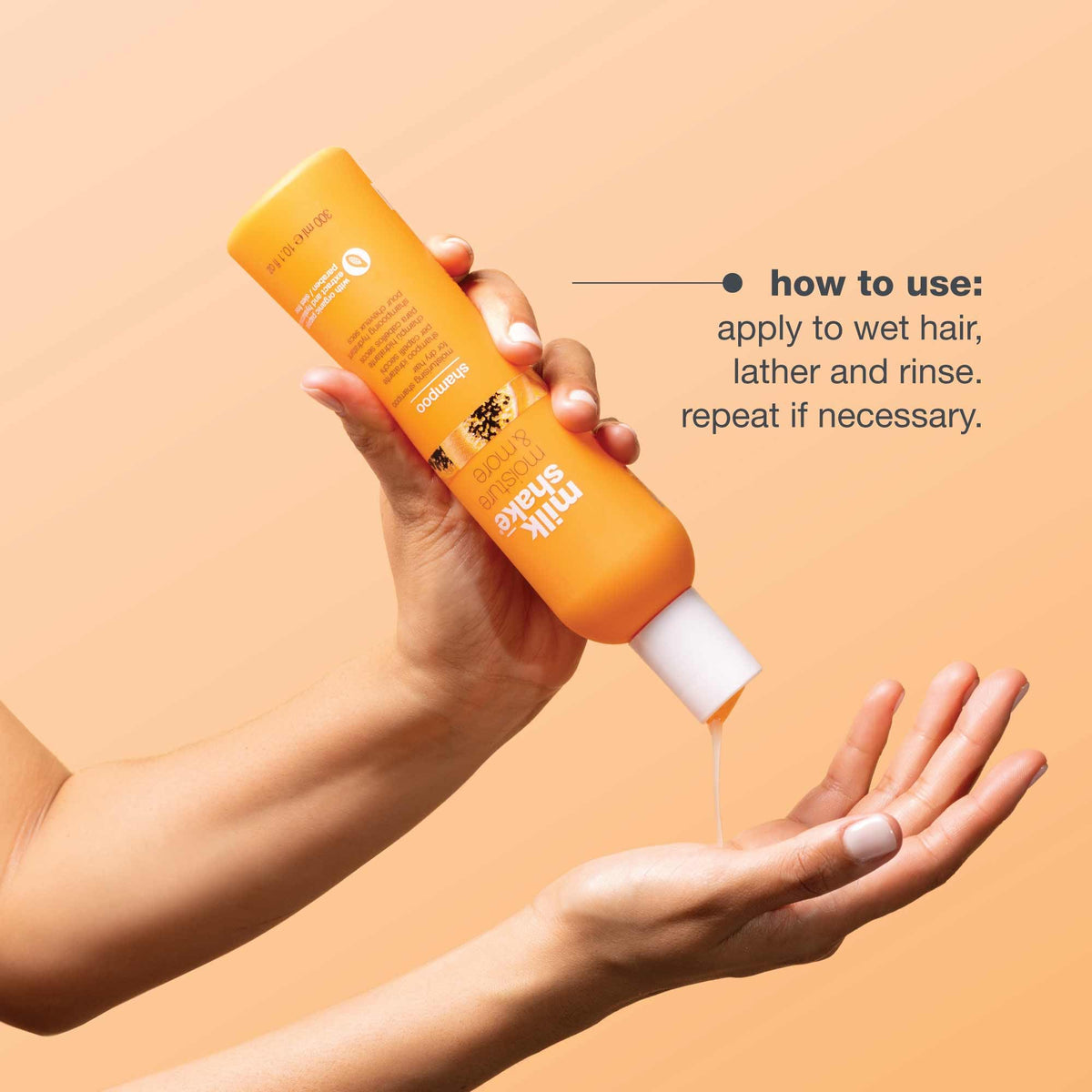 milk_shake shampoo in shower being rinsed, demonstrates gentle cleansing benefit