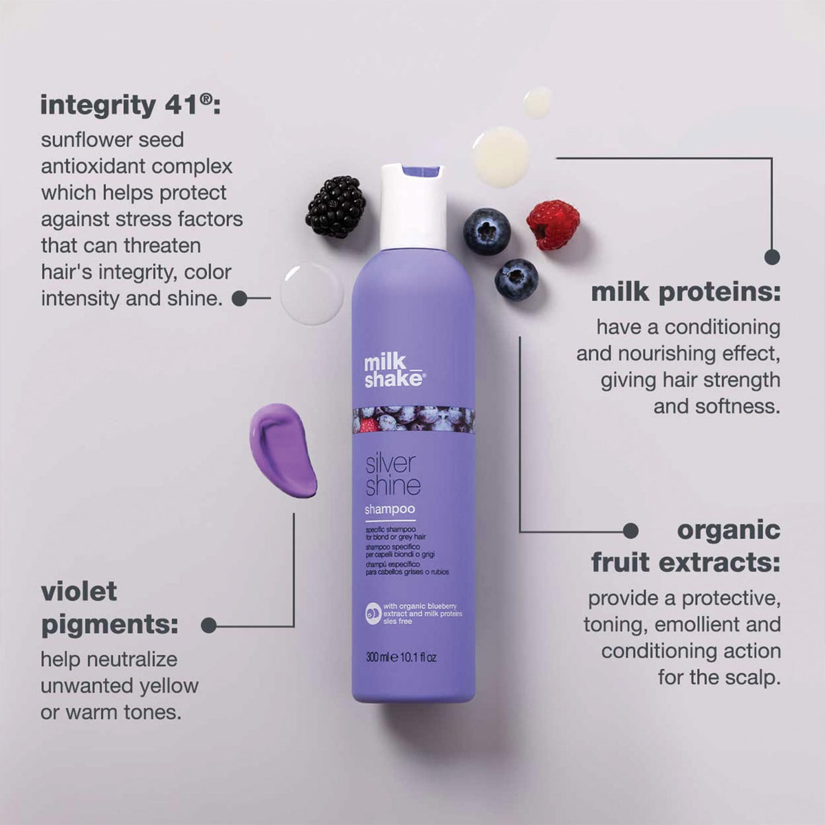 milk_shake bottle label closeup highlighting violet pigment benefit