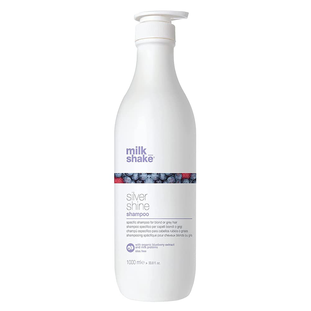 milk_shake Silver Shine front bottle showing label and purple shampoo benefit