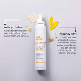milk_shake applying foam to hair for detangling and smoothing