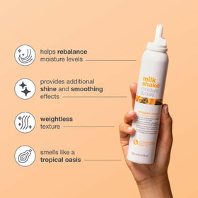 milk_shake foam being applied to hair to show easier detangling and manageability