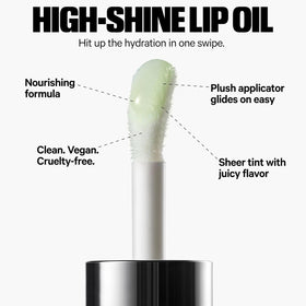 Milk Makeup lip oil texture closeup showing non-greasy glossy finish