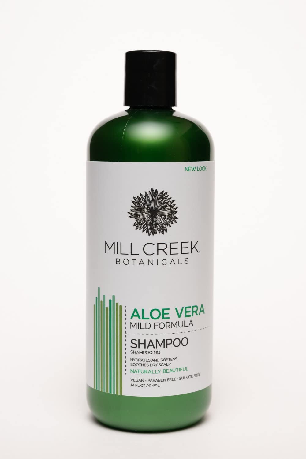 Mill Creek shampoo label close‑up highlighting ingredients and benefits for quick reading