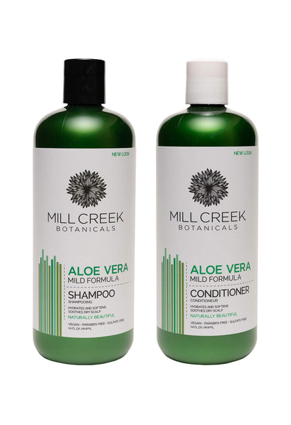 Mill Creek bottle front packaging showing clean aloe branding and product benefit