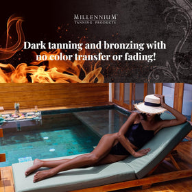 Millennium Tanning ingredient glossy finish, skin-smoothing benefit