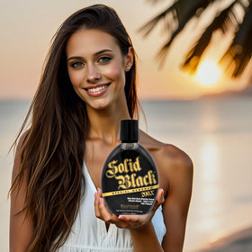Millennium Tanning ingredients label highlighting natural bronzers and DHA