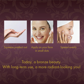 Millennium Tanning before and after face comparison showing buildable bronze and improved complexion