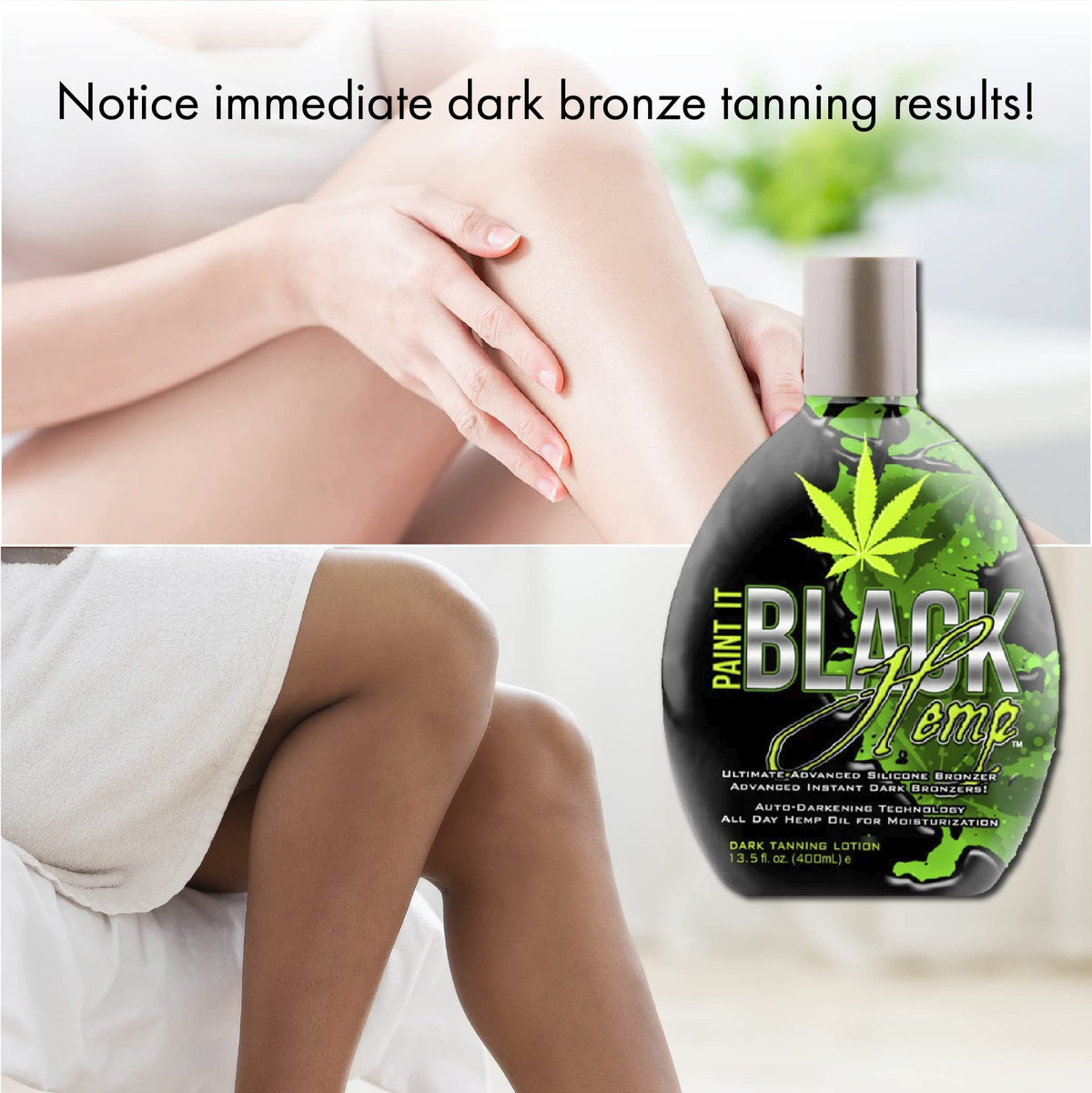 Millennium Tanning applying Paint It Black on arm to show even coverage