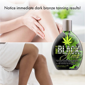 Millennium Tanning applying Paint It Black on arm to show even coverage