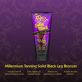 Millennium Tanning tube close-up highlighting label and size