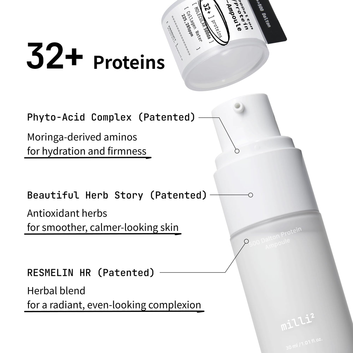 millimilli serum texture on hand showing lightweight absorbent finish for dewy plumpness