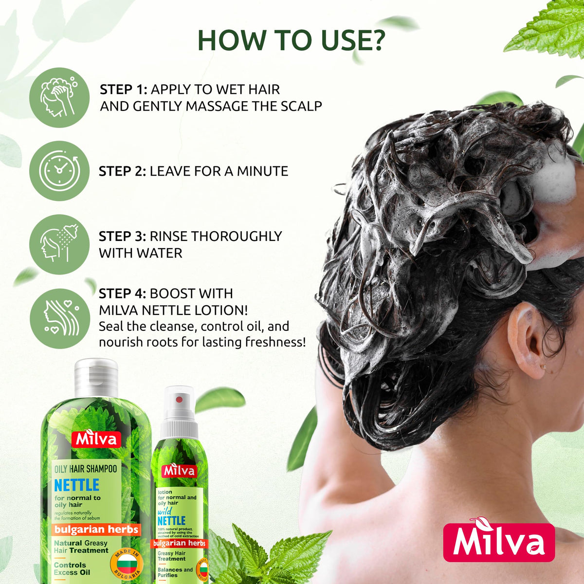 Milva before and after roots comparison showing reduced greasiness