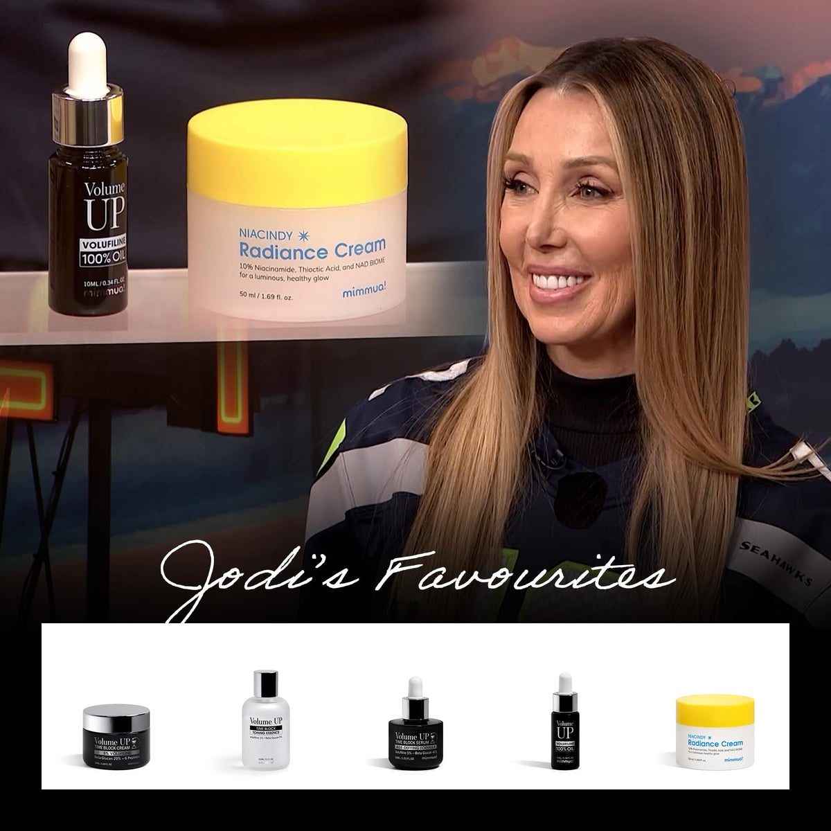 mimmua! ingredient label showing NAD, niacinamide, peptides list