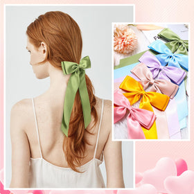 Mimorou ribbons clipped into a ponytail demonstrating long tails and elegant movement