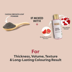 MinaiBrow henna powder texture highlighting natural plant-based ingredients