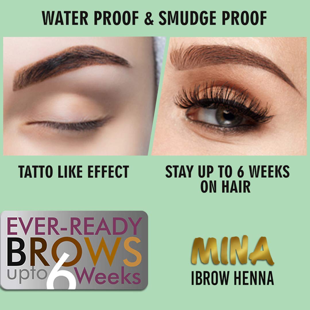 MinaiBrow label close-up listing cassia, aloe vera, jojoba oil benefits