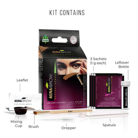 MinaiBrow precision applicator brush spreading tint for accurate roots