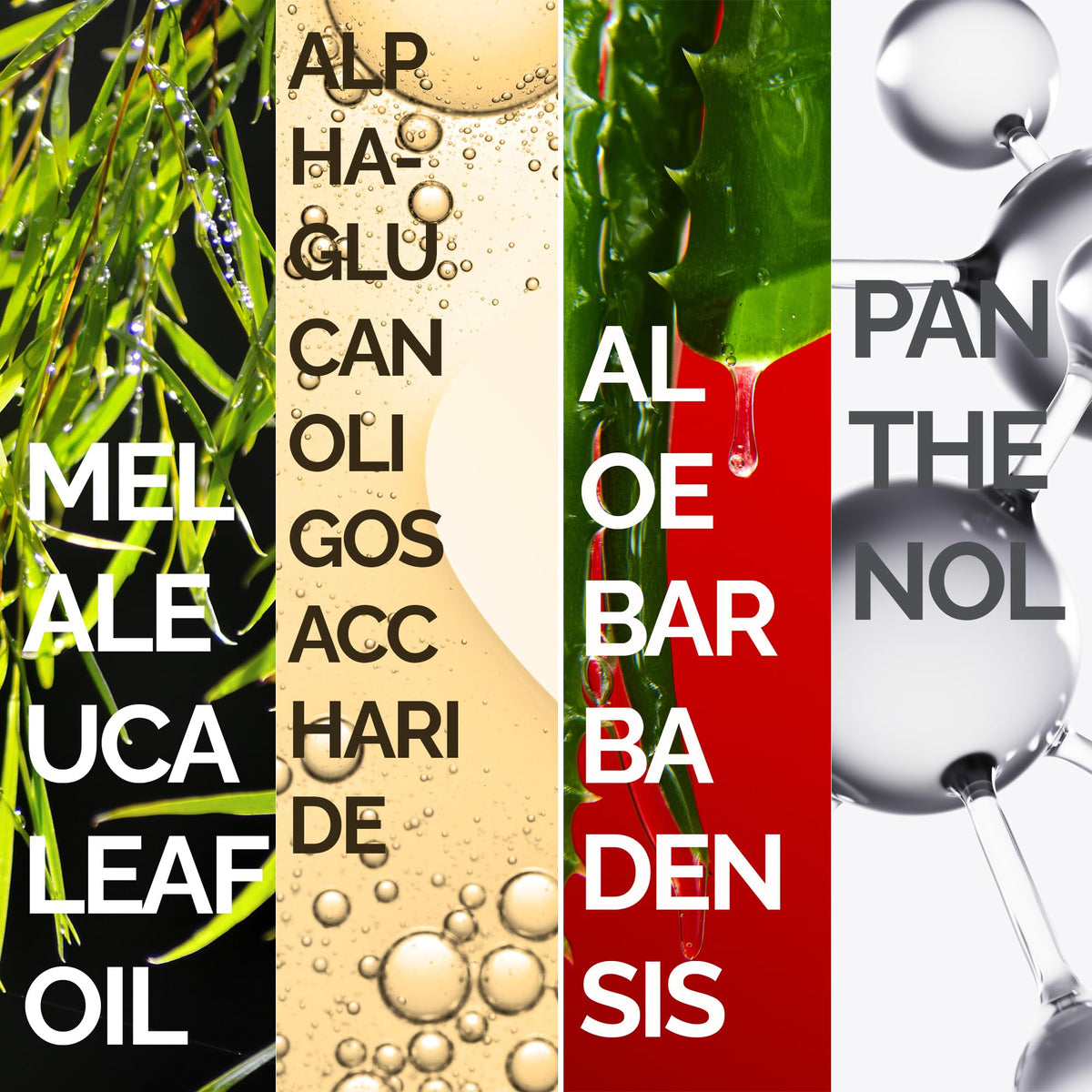 Mineaderm label close-up highlighting aloe and panthenol for soothing benefit