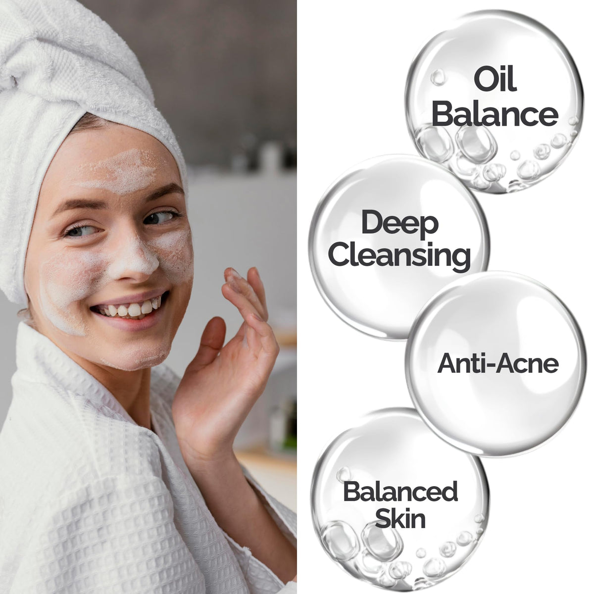 Mineaderm in-use scene with man washing face offering refreshed benefit