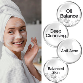 Mineaderm in-use scene with man washing face offering refreshed benefit