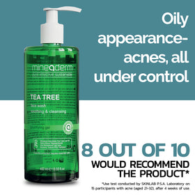 Mineaderm tea tree leaf oil ingredient close-up suggesting clarifying benefit