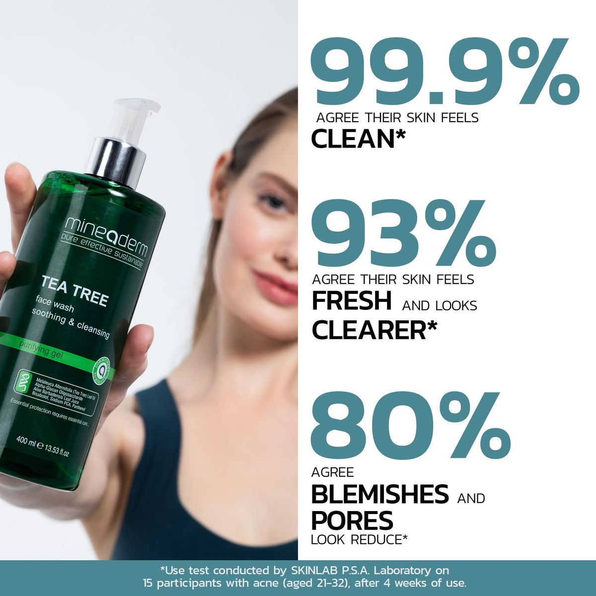 Mineaderm gel texture on hand demonstrating gentle lathering benefit