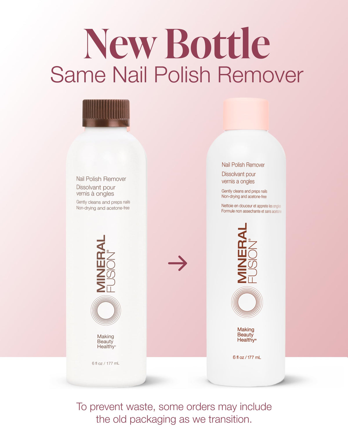 Mineral Fusion bottle closeup with cap and label highlighting non-drying formula