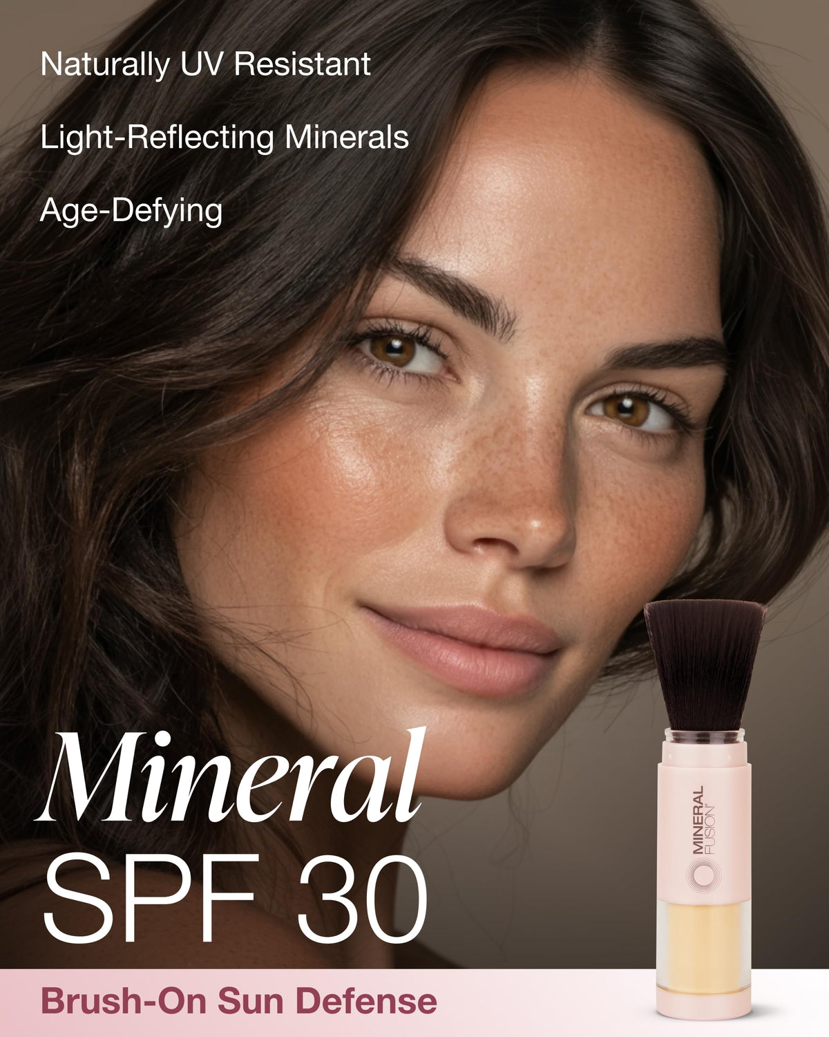 Mineral Fusion brush head closeup demonstrating easy targeted application
